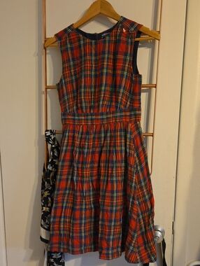 Emily And Fin Perfect Red Plaid Sleeveless Dress